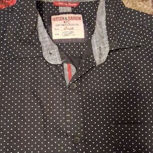 Hudson & Barrow Nwot Black Polka Dot Men's Dress Shirt